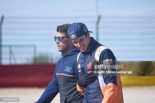 Alex Marquez of Spain and Repsol Honda Honda checks the track during the MotoGP of Aragon: Previews ahead of the MotoGP of Aragon at Motorland Aragon...