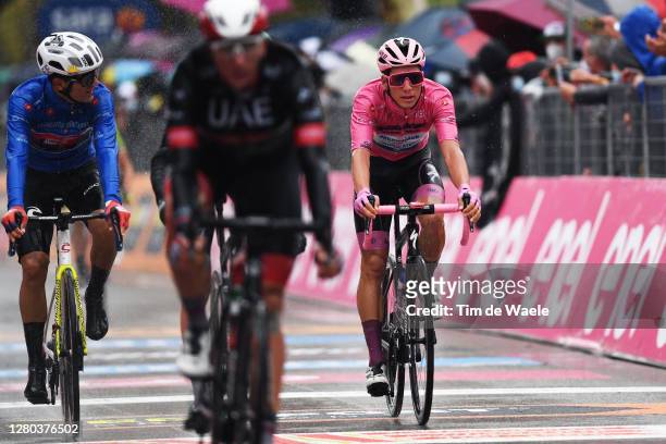 Arrival / Ruben Guerreiro of Portugal and Team EF Pro Cycling Blue Mountain Jersey / Joao Almeida of Portugal and Team Deceuninck - Quick-Step Pink...