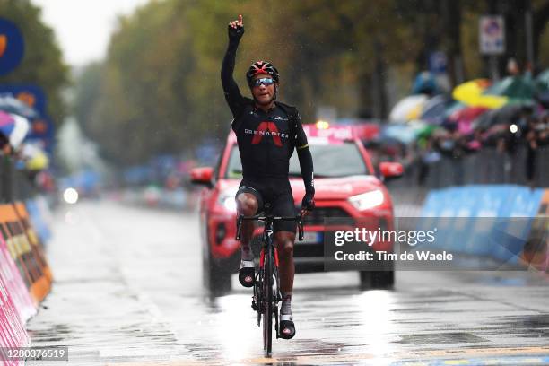 Arrival / Jhonnatan Narvaez Prado of Ecuador and Team INEOS Grenadiers / Celebration / during the 103rd Giro d'Italia 2020 - Stage Twelve a 204km...