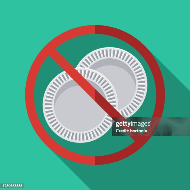 plate single use plastics ban icon - disposable plate stock illustrations