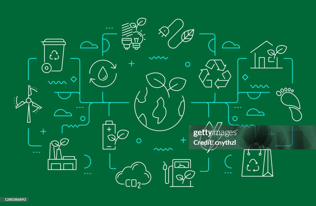 Ecology And Environment Related Web Banner Line Style Modern Linear ...