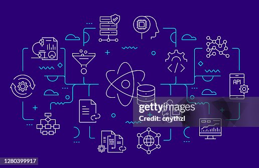 Data Analysis Design Border Data Science And Data Analysis Related Web Banner Line Style Modern ...