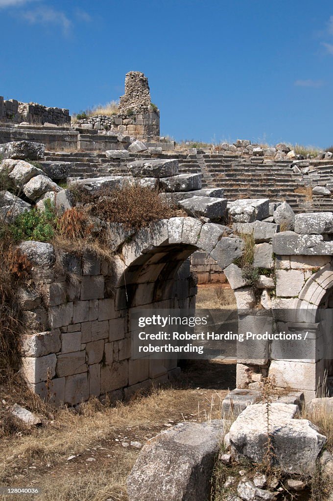 The amphitheatre at the Lycian site of Xanthos, UNESCO World Heritage Site, Antalya Province, Anatolia, Turkey, Asia Minor, Eurasia