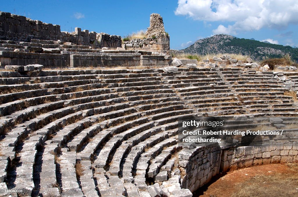 The amphitheatre at the Lycian site of Xanthos, UNESCO World Heritage Site, Antalya Province, Anatolia, Turkey, Asia Minor, Eurasia