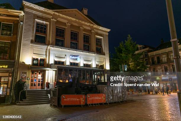 Closed restaurant BLIJ stadscafe in the city center of Zwolle during the weekly shopping evening after the Dutch government announced new measures...