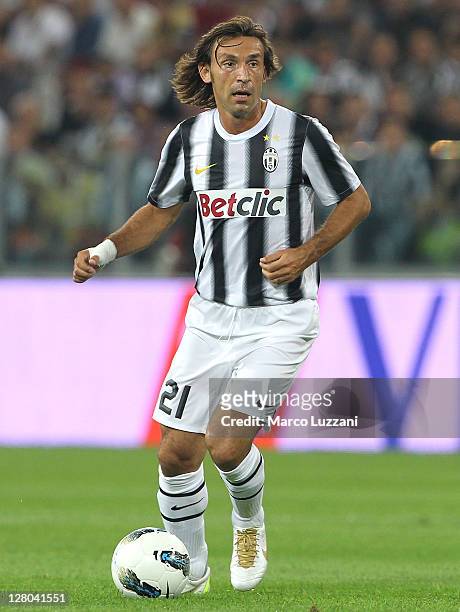 Andrea Pirlo of Juventus FC in action during the Serie A match between Juventus FC and AC Milan on October 2, 2011 in Turin, Italy.