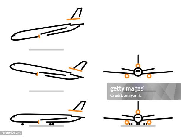 flugzeug-symbol - start und landebahn stock-grafiken, -clipart, -cartoons und -symbole