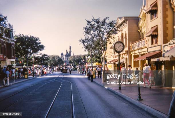 vintage disneyland park during the 1950's with the castle - walt disney world stock pictures, royalty-free photos & images