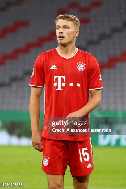 Jann-Fiete Arp of FC Bayern München looks on during the DFB Cup first round match between 1. FC Düren and FC Bayern Muenchen at Allianz Arena on...