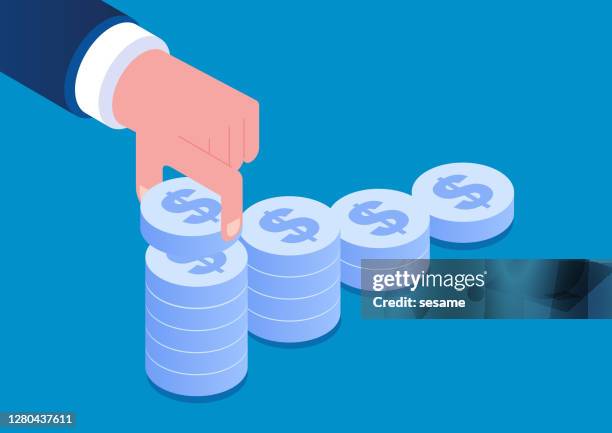 Coin Stack Hand High Res Illustrations - Getty Images