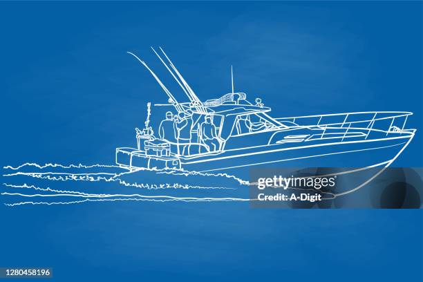 fishing trip on the ocean chalkboard - sonhar stock illustrations