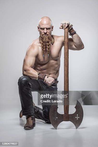 portrait of a redhead warrior king - barbarian stock pictures, royalty-free photos & images