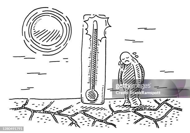 hot temperature arid climate problem drawing - drought stock illustrations