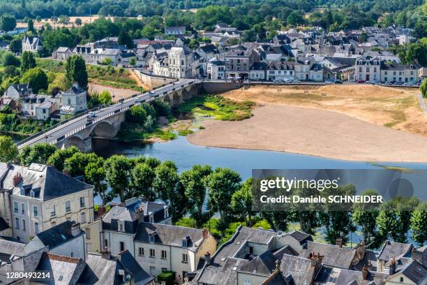 france, center-val de loire, indre-et-loire, view of the vienne and the faubourg saint jacques from the royal fortress of chinon - indre et loire stock pictures, royalty-free photos & images