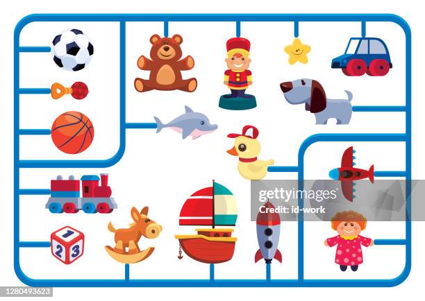 spielzeug modell-kit - bausatz stock-grafiken, -clipart, -cartoons und -symbole