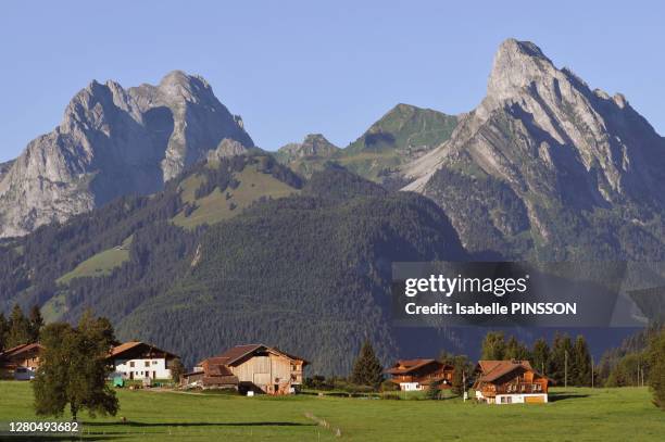 switzerland, berne canton, hight-simmental region - gstaad stockfoto's en -beelden