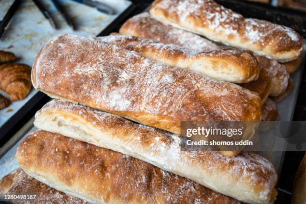 freshly prepared bakery - ciabatta stockfoto's en -beelden