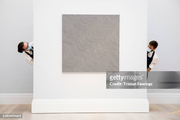 Bridget Riley's est. £5.5 - 7.5 million, goes on view at Sotheby's on October 16, 2020 in London, England. The artwork is one of the highlights of...
