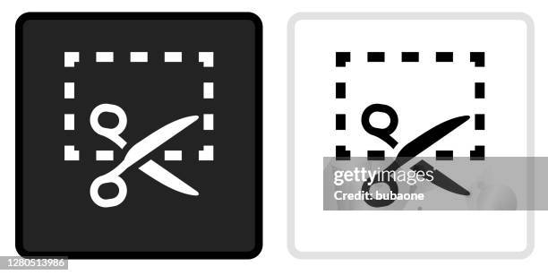 cut out icon on black button with white rollover - cutting coupons stock illustrations