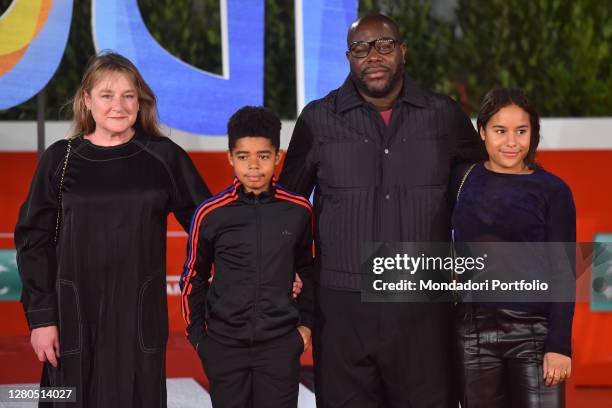 British director Steve McQueen with his wife Bianca Stigter and his sons Dexter McQueen and Alex McQueen on the red carpet at the Opening Ceremony of...