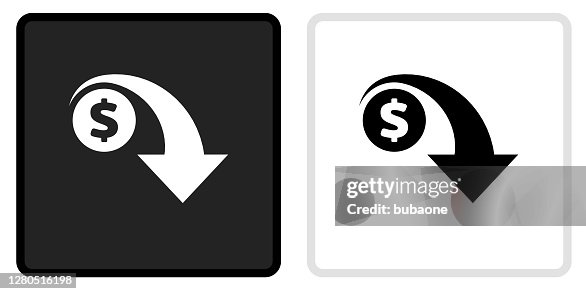 Dollar Decrease Icon on Black Button with White Rollover Dollar Decrease Icon on Black Button with White Rollover