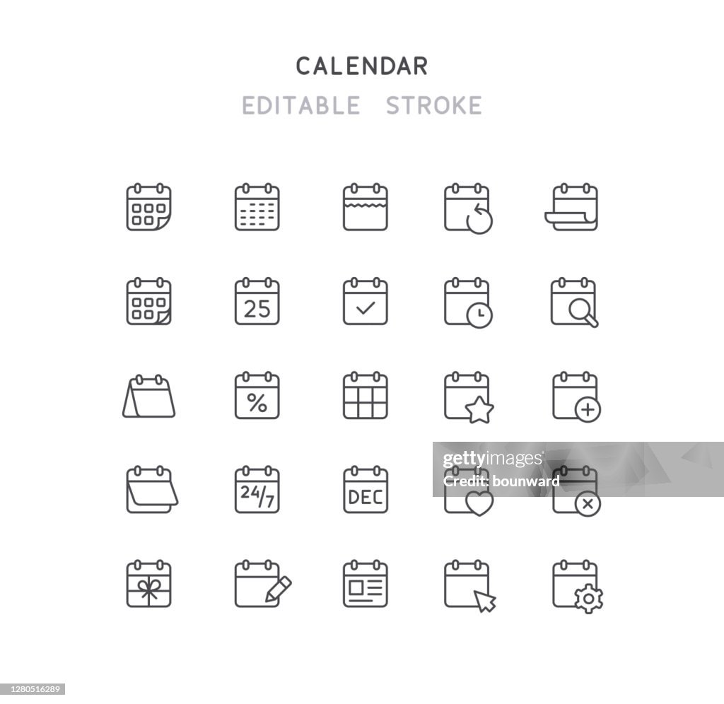 Tratti modificabili icone linea calendario