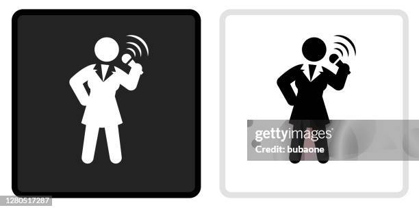 public speaking icon on black button with white rollover - stand up comedy stock illustrations