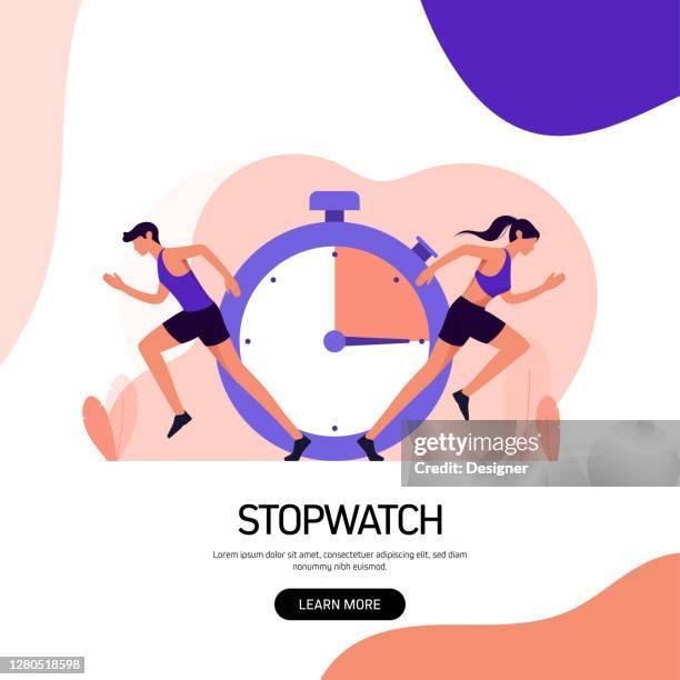 ilustraciones, imágenes clip art, dibujos animados e iconos de stock de fitness and workout concept banner design. ilustración de vectores de estilo plano moderno - músculo abdominal