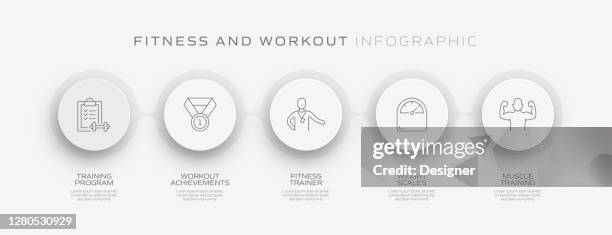 fitness and workout related process infographic template. process timeline chart. workflow layout with linear icons - runner stretching stock illustrations