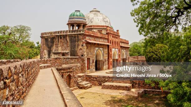 view of historic building against clear sky, new delhi, delhi, india - historic building stock pictures, royalty-free photos & images