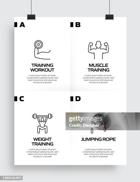 fitness and workout related process infographic template. process timeline chart. workflow layout with linear icons - runner stretching stock illustrations