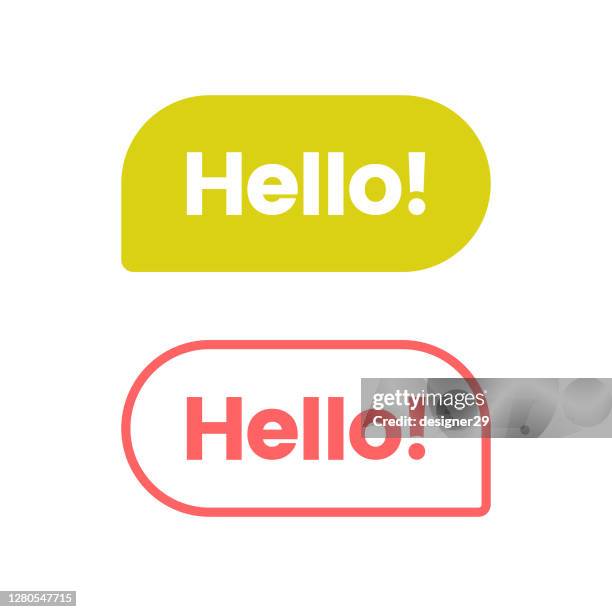 hello speech bubble icon vector design. - balloon letters stock illustrations