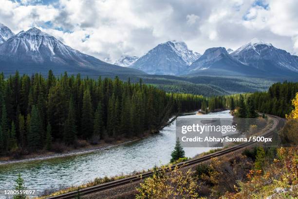 scenic view of snowcapped mountains against sky - abhay stock pictures, royalty-free photos & images