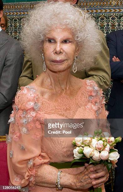 Duchess of Alba, Maria del Rosario Cayetana Fitz-James-Stuart during her wedding ceremony to Alfonso Diez Carabantes held at Duenas Palace on October...