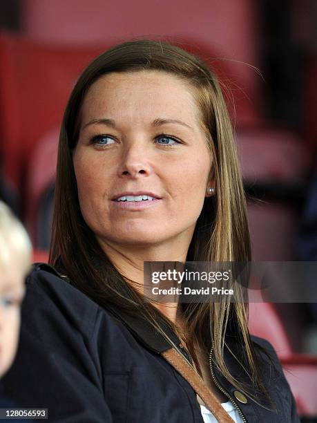 Rachel Unitt of Everton Ladies watches from the stands during the Women's Champions League match between Arsenal Ladies FC and Bobruichanka at Meadow...