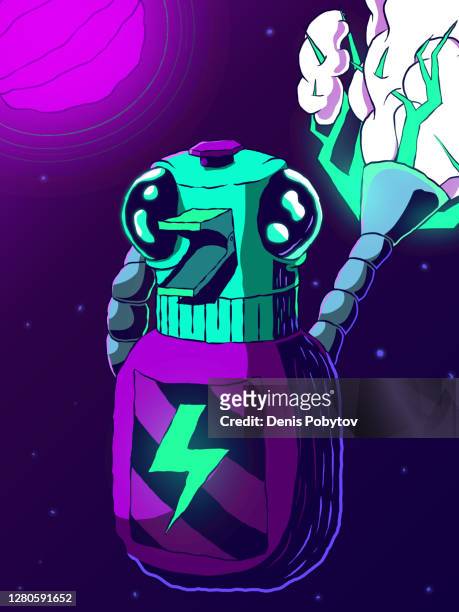 Handdrawn Futuristic Comic Book Illustration Robot Duck In Space High-Res  Vector Graphic - Getty Images