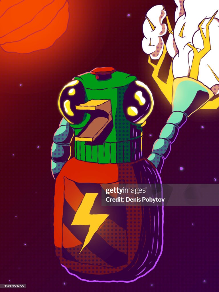 Handdrawn Futuristic Comic Book Illustration Robot Duck In Space High-Res  Vector Graphic - Getty Images