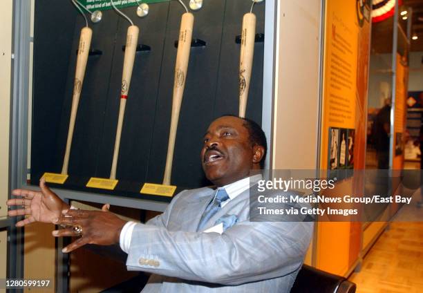 Joe Morgan answered questions at a press preview of Baseball Hall of Fame's touring exhibit "Baseball As America" at the Oakland Museum Thursday...