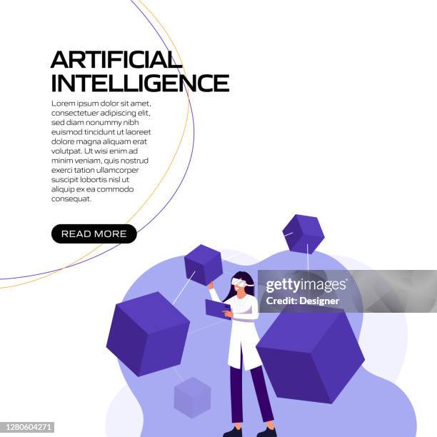 artificial intelligence concept vector illustration for website banner, advertisement and marketing material, online advertising, business presentation etc. - artificial intelligence background stock illustrations