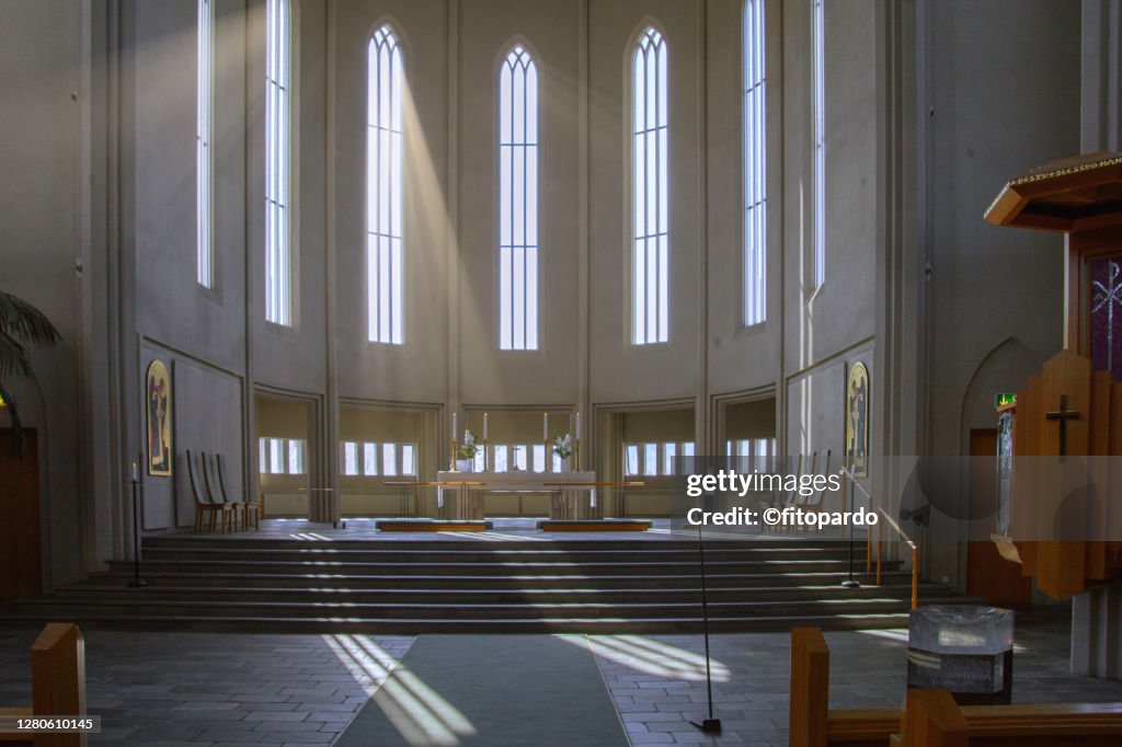 The Altar side of the Hallgrímskirkja Cathedral in Reykjavik