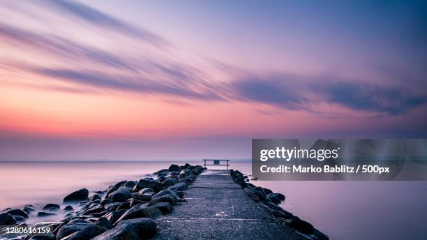 scenic view of sea against sky during sunset,kiel,germany - kiel stock pictures, royalty-free photos & images