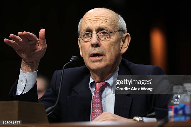 Supreme Court Justices Stephen Breyer testifies during a hearing before the Senate Judiciary Committee October 5, 2011 on Capitol Hill in Washington,...