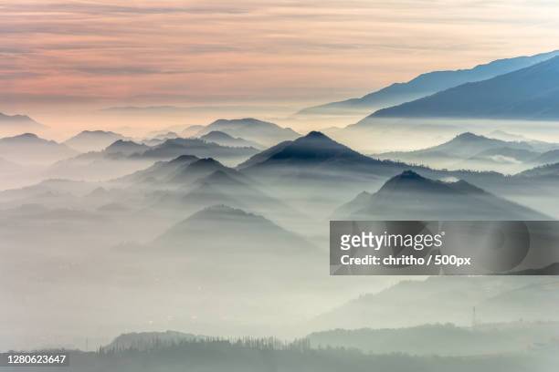 scenic view of mountains against sky during sunset,fregona tv,italy - fregona stock pictures, royalty-free photos & images