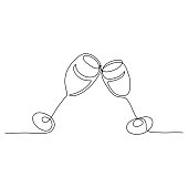 Two wineglasses drawn in a minimalist style.