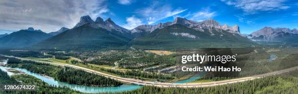 the three sisters - kananaskis stock pictures, royalty-free photos & images