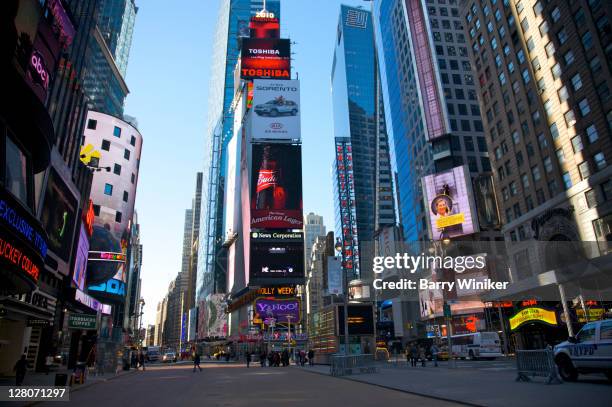 times square, neon lights looking north from w. 44 street and broadway, manhattan, new york, ny, usa - times square - manhattan ストックフォトと画像