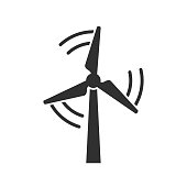 Wind turbine power symbol icon. Windmill ecology energy logo sign shape. Vector illustration image. Isolated on white background.