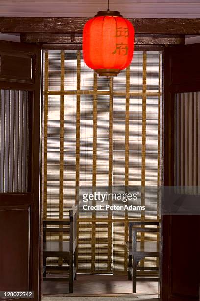 interior traditional chinese house and chinese lantern, georgetown, penang, malaysia - george town penang stockfoto's en -beelden