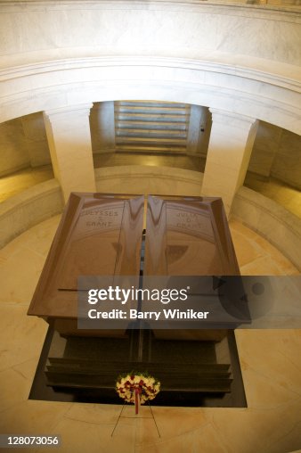 Looking down at Ulysses and Julia Grant's caskets in Grant's Tomb, Upper West Side, New York, NY, U.S.A.