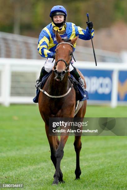 Hollie Doyle after riding Trueshan to win The Qipco British Champions Long Distance Cup during the Qipco British Champions Day at Ascot Racecourse on...